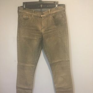 Gold Metallic 7 For All Man Kind Jeans